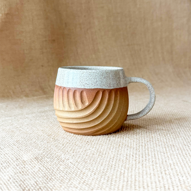 Handmade Ceramic Mug Creme Rust