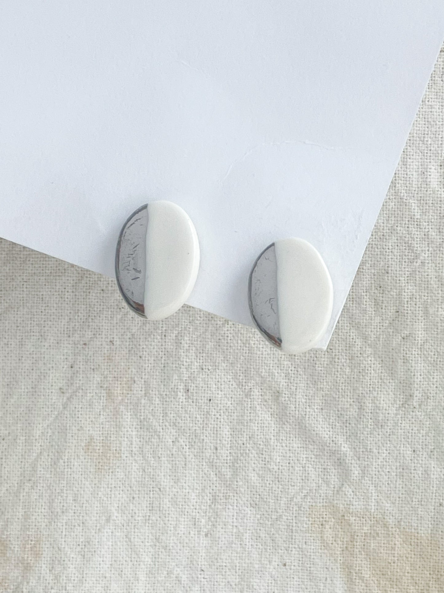 Porcelain Earring: Silver Lining
