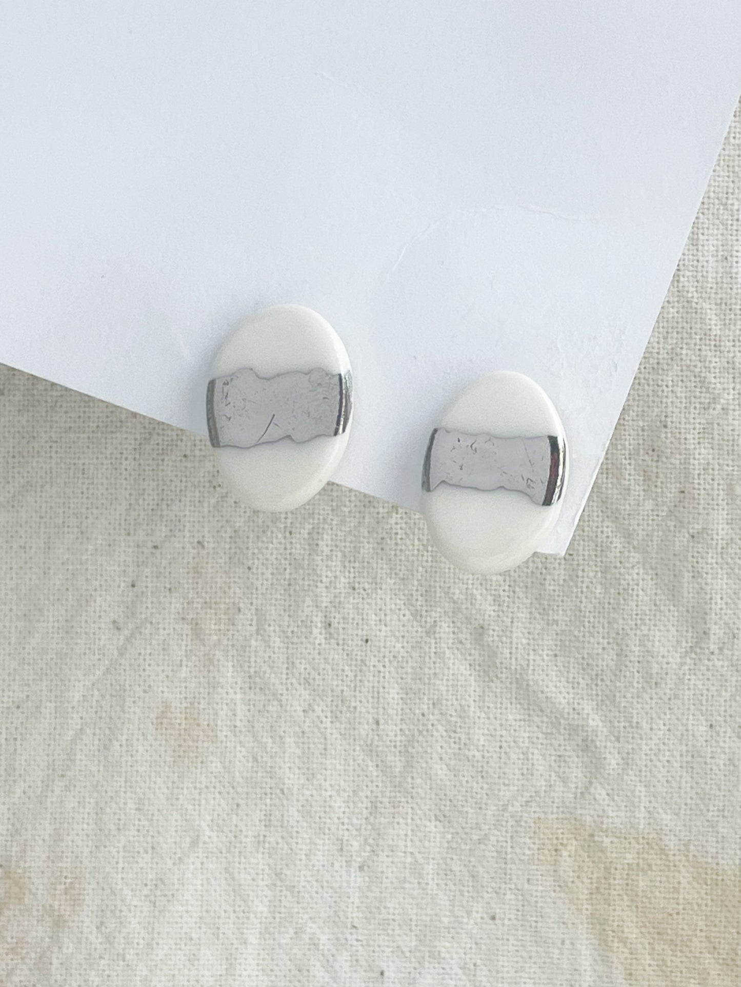 Porcelain Earring: Silver Lining