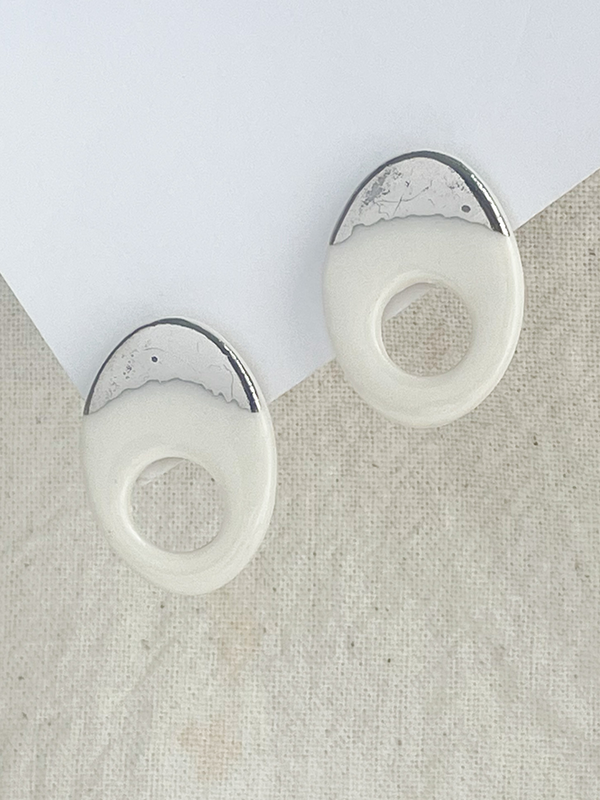 Porcelain Earring: Silver Lining