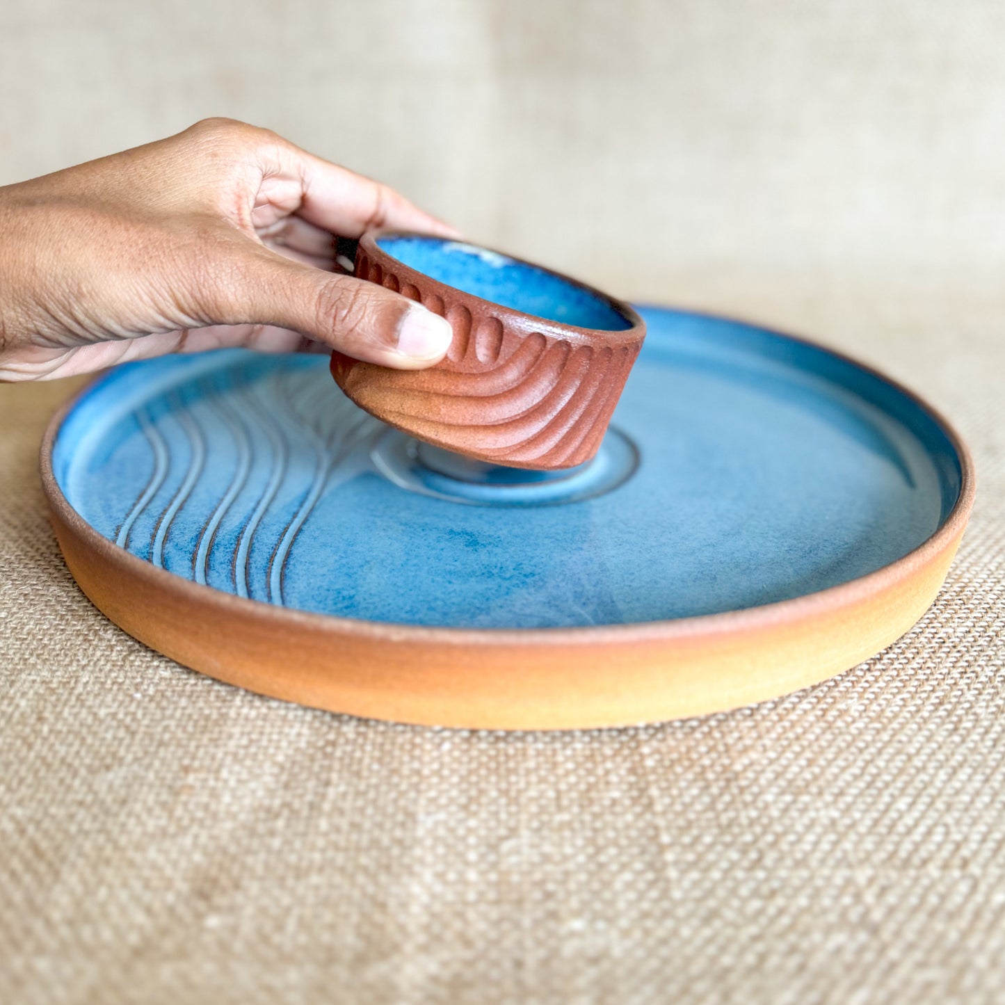 CHIP AND DIP PLATTER : Handmade Ceramic Platter