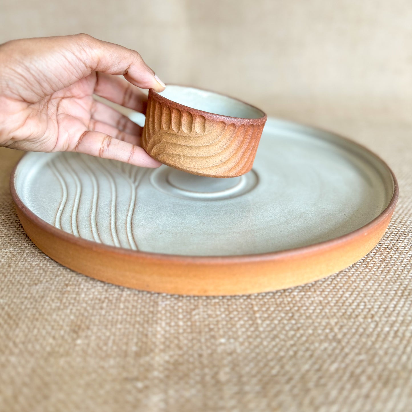 CHIP AND DIP PLATTER : Handmade Ceramic Platter