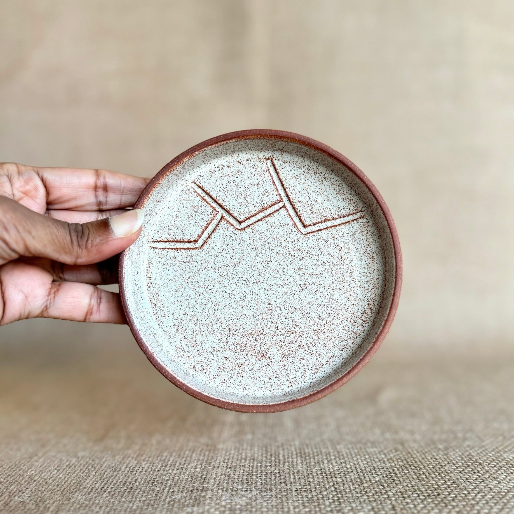 Handmade Creme rust dessert plate