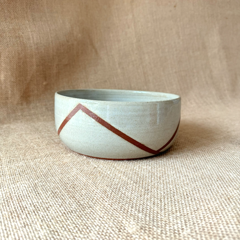 Handmade ceramic serving bowl large Rusty White