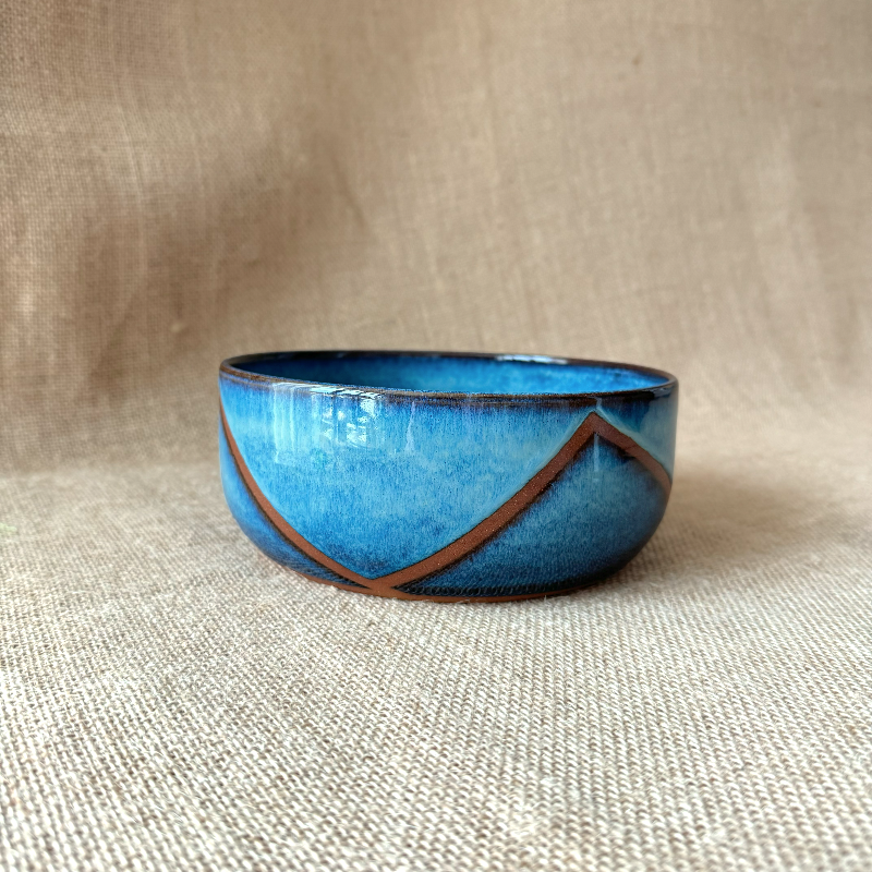 Handmade ceramic serving bowl large Sky Blue