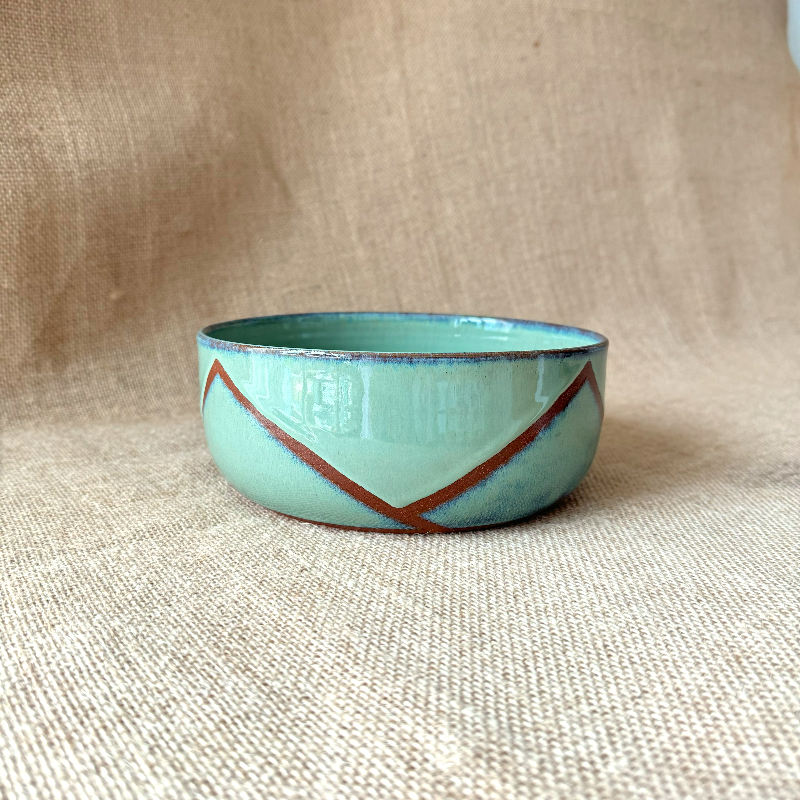 Handmade ceramic serving bowl large Sea Green 