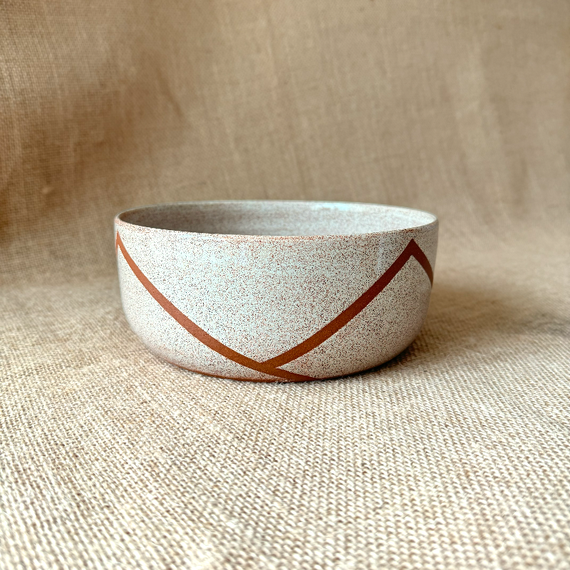 Handmade ceramic serving bowl large Creme Rust