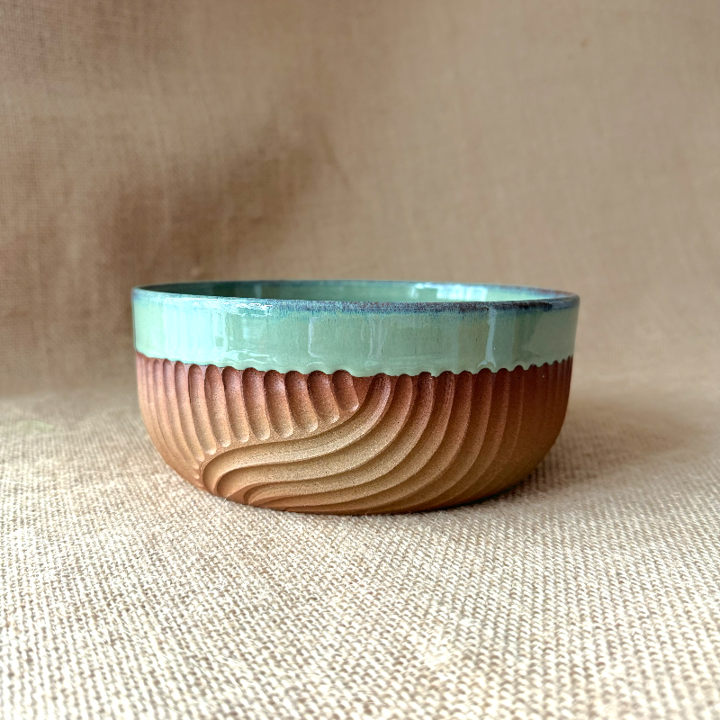 Handmade ceramic serving bowl Sea Green