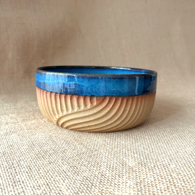 Handmade ceramic serving bowl Deep Sky Blue