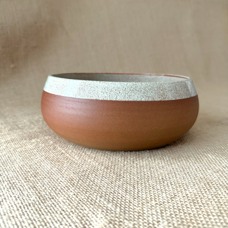 Handmade ceramic serving bowl large Creme Rust