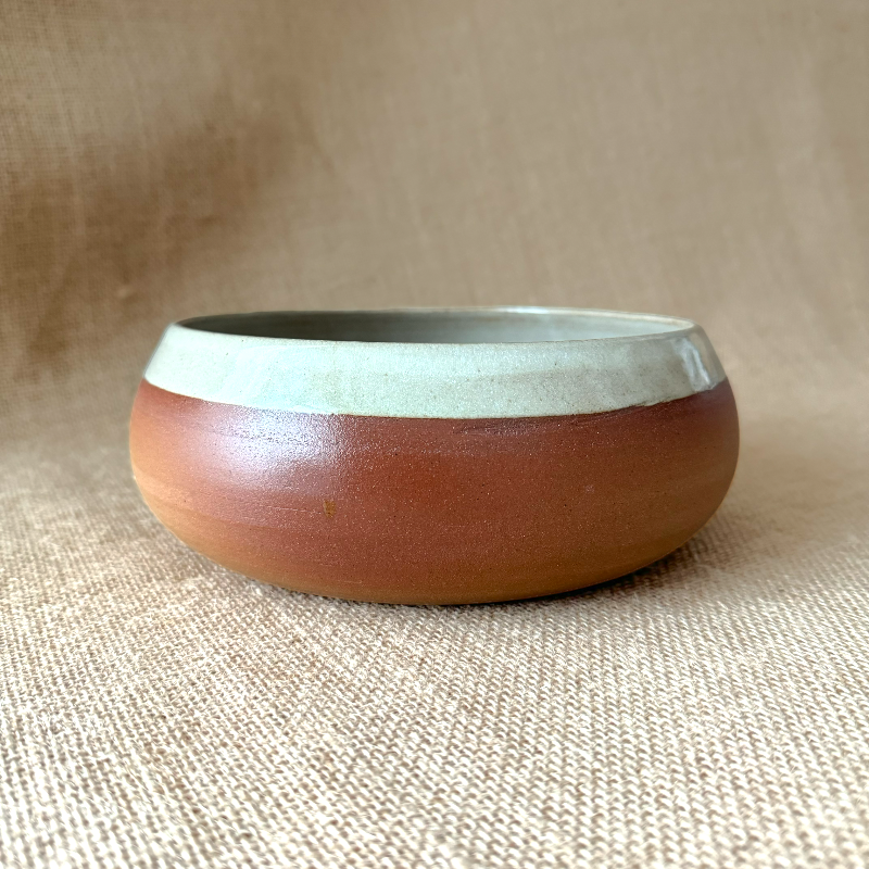 Handmade ceramic serving bowl large Rusty White