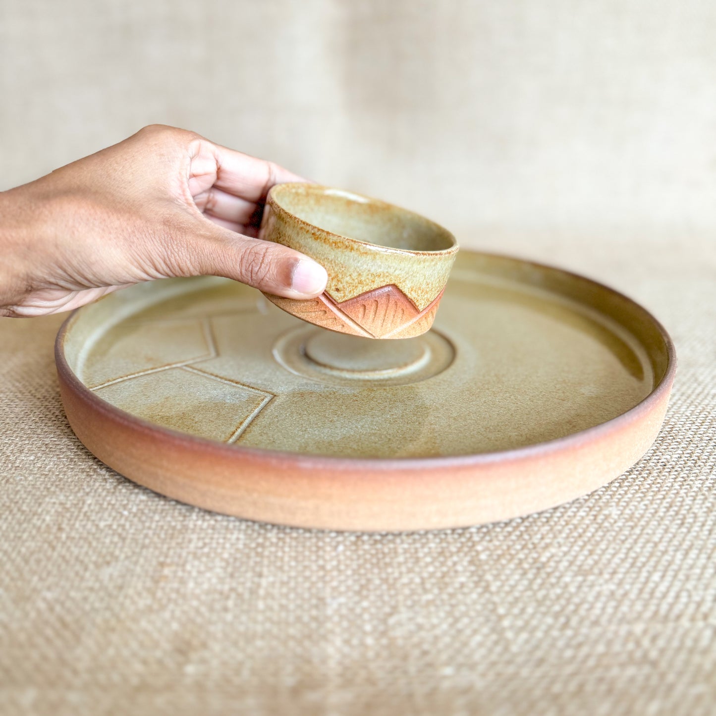 CHIP AND DIP PLATTER : Handmade Ceramic Platter