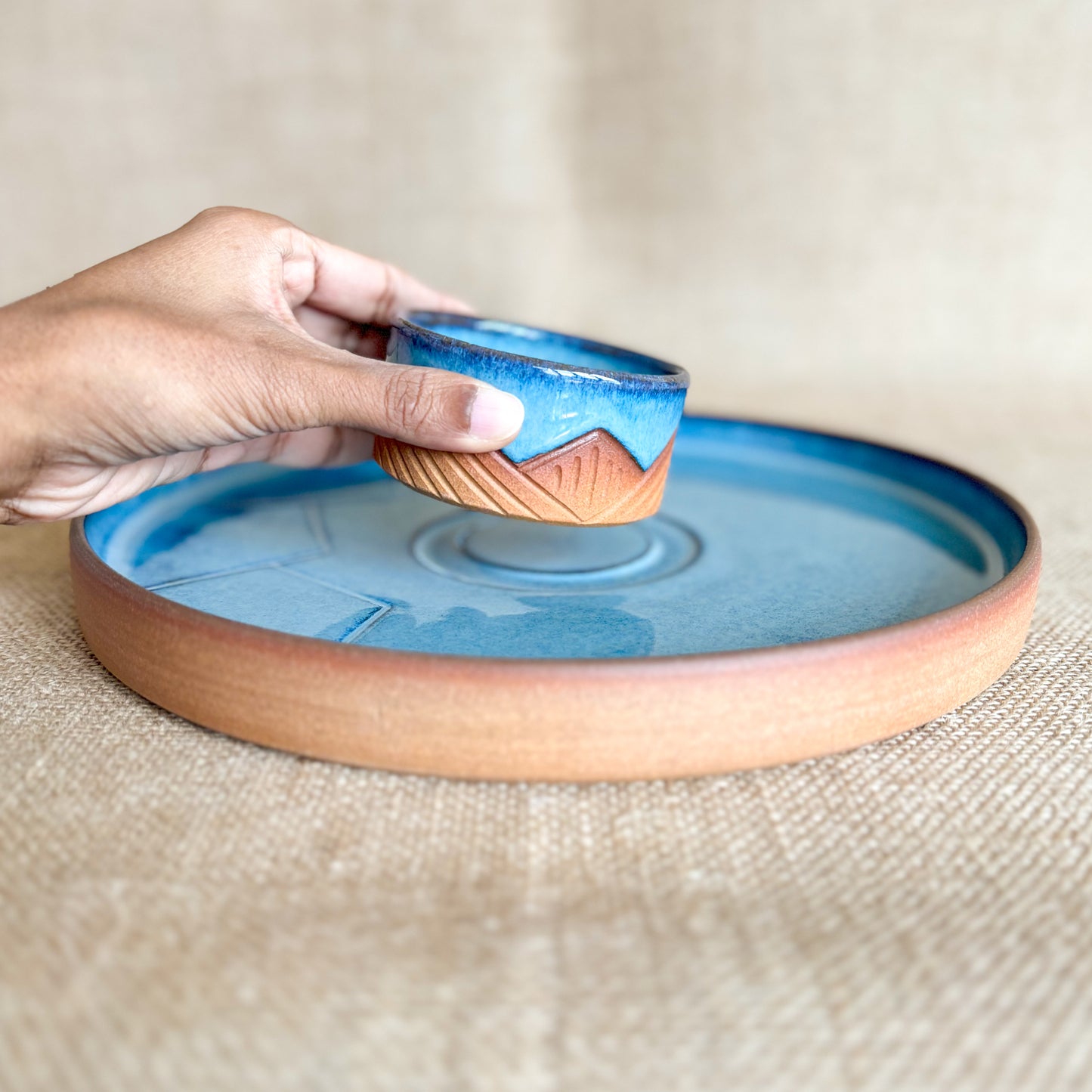 CHIP AND DIP PLATTER : Handmade Ceramic Platter