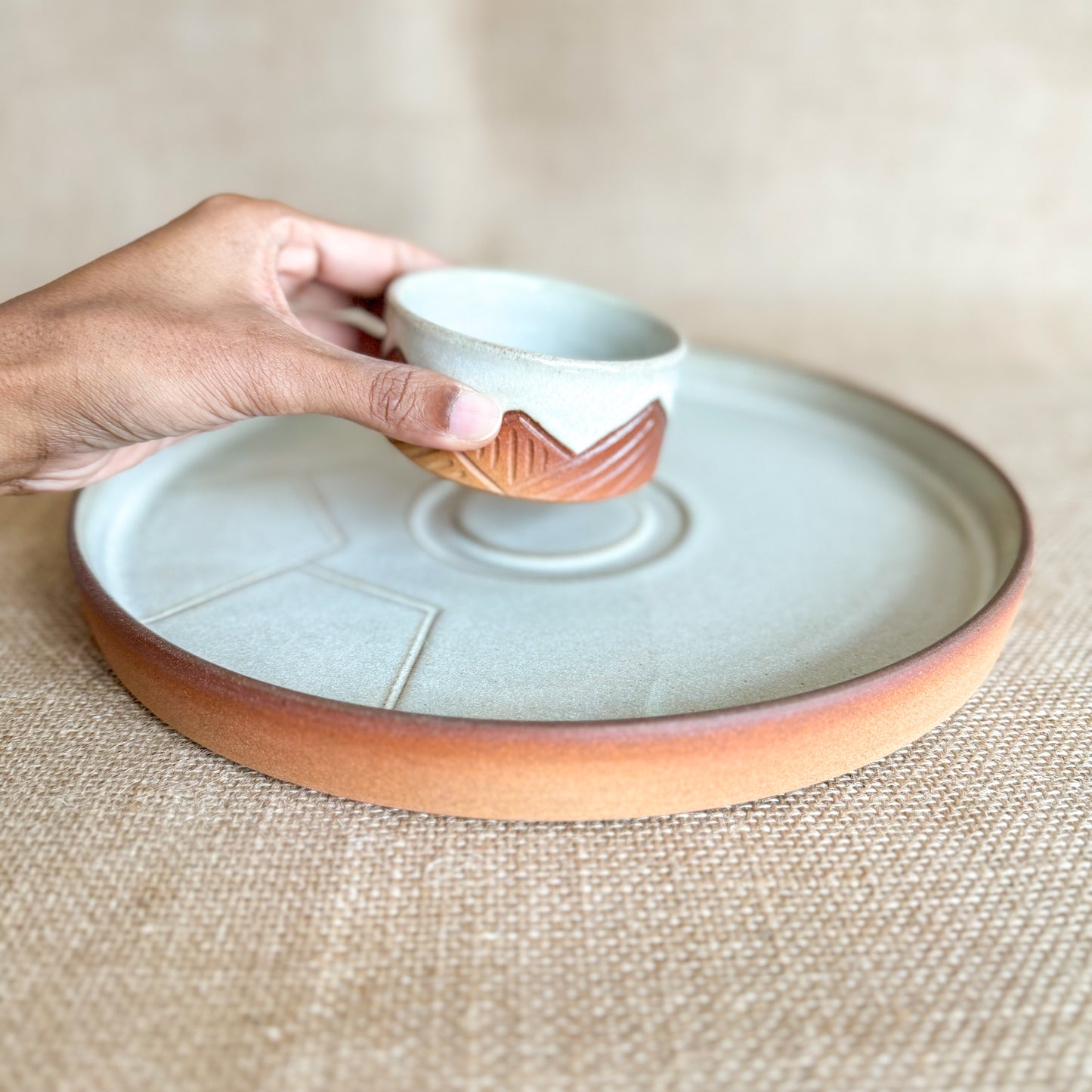 CHIP AND DIP PLATTER : Handmade Ceramic Platter