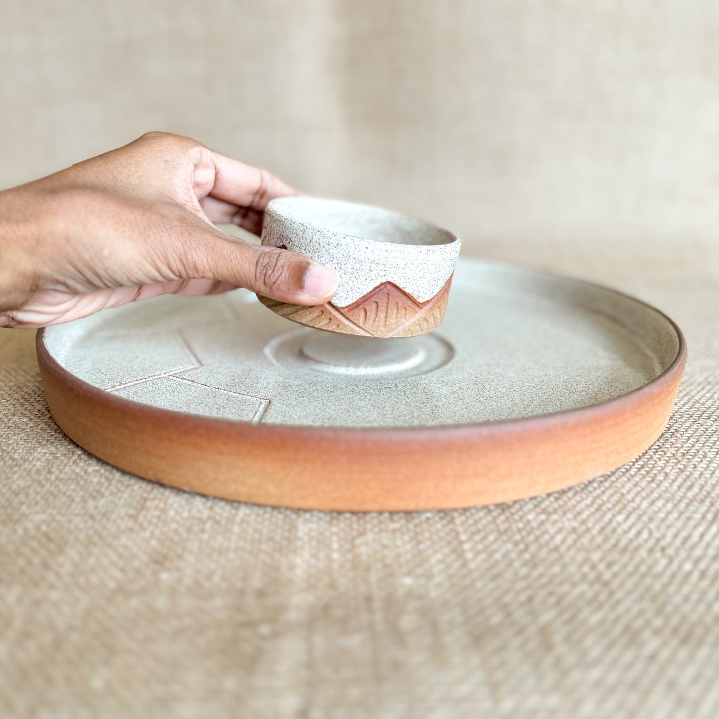 CHIP AND DIP PLATTER : Handmade Ceramic Platter