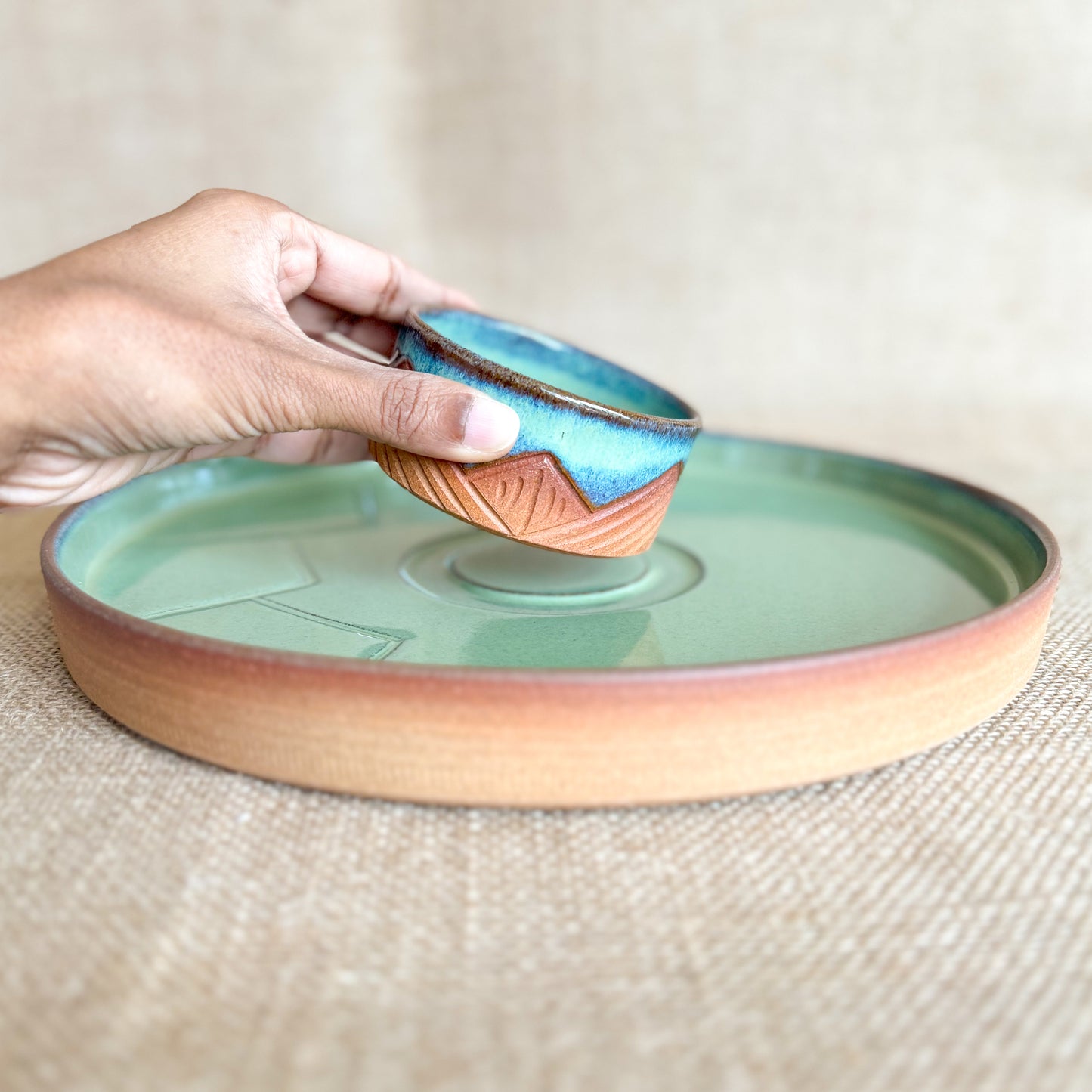 CHIP AND DIP PLATTER : Handmade Ceramic Platter