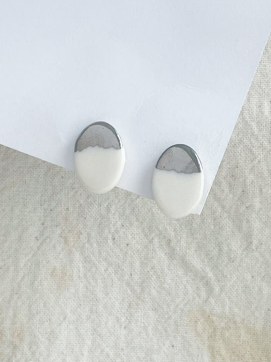 Porcelain Earring: Silver Lining