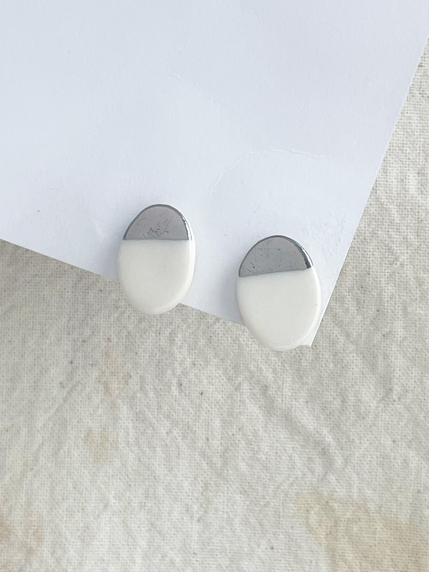 Porcelain Earring: Silver Lining