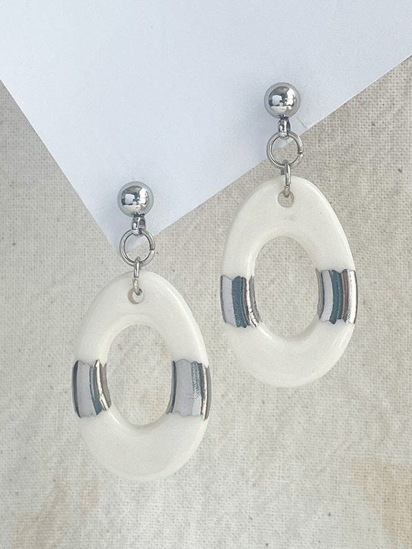 Porcelain Earring: Silver Lining