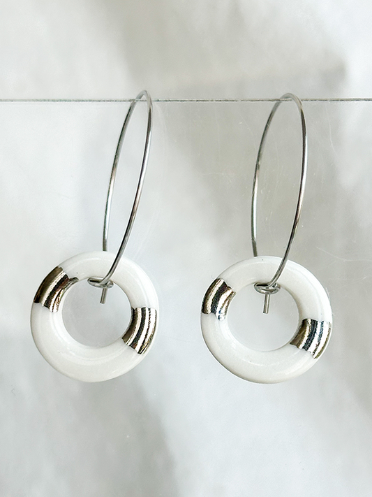 Porcelain Earring: Silver Lining