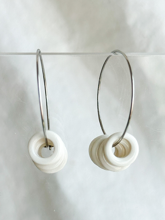 Porcelain Earring: Silver Lining