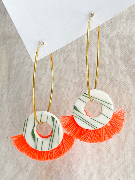 Orange Tassel Earrings | Tassel Fashion Earrings  | Facets by Garima