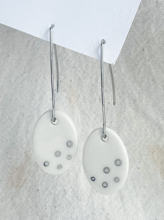 Porcelain Earring: Silver Lining