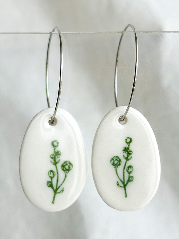 Hand Painted Botanic Earrings | Botanic Printed Earrings | Facets by Garima