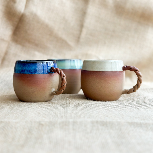 Handmade Stoneware Mugs | Hand Thrown Pottery Mugs | Facets by Garima